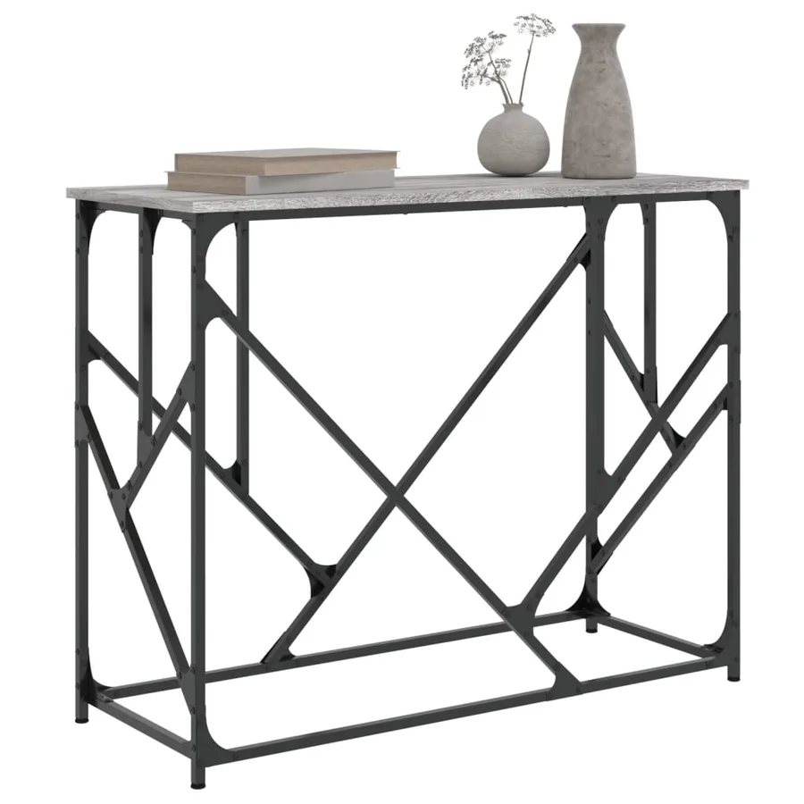 Table console sonoma gris 100x40x80 cm bois d'ingénierie - 3