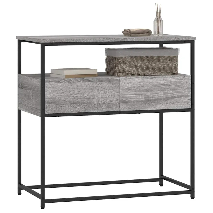 Table console sonoma gris 75x40x75 cm bois d'ingénierie - 3