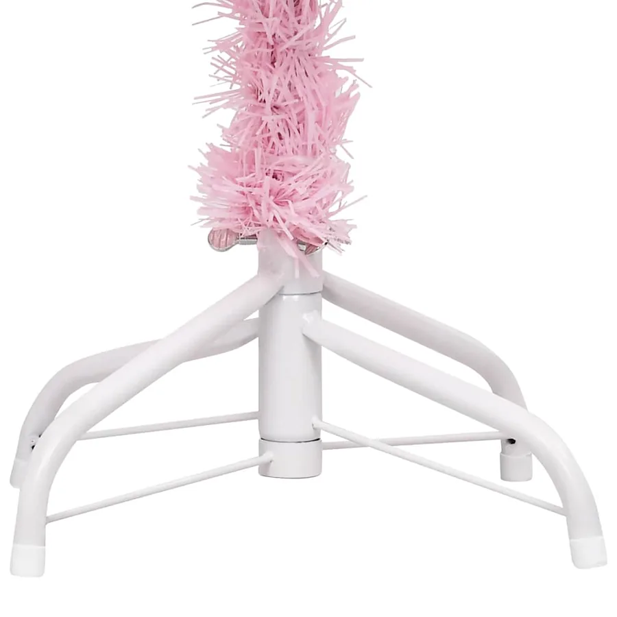 Arbre de Noël artificiel pré-éclairé et boules rose 120 cm PVC - 5