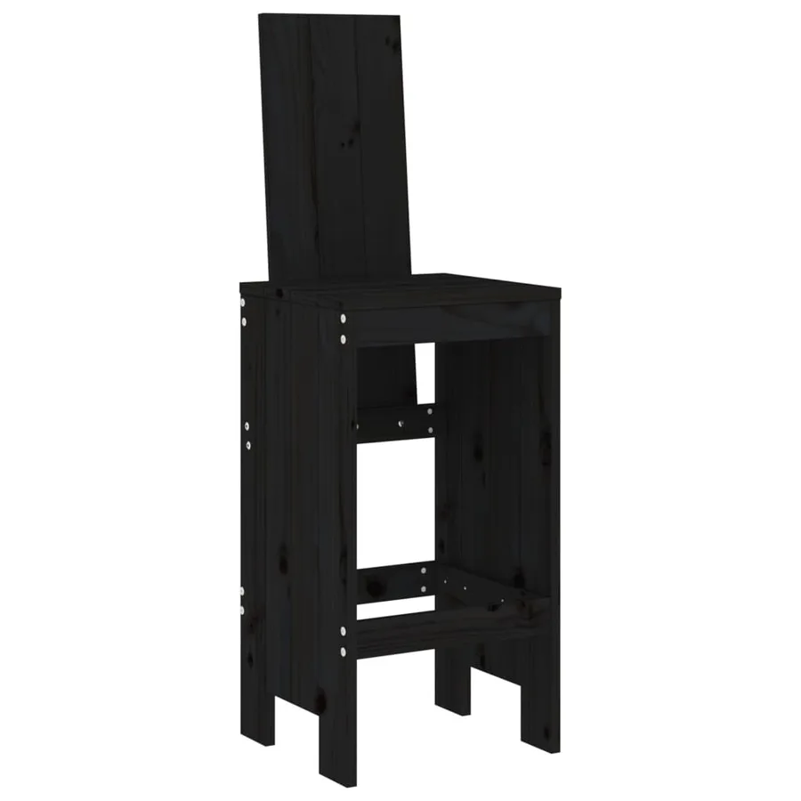 Ensemble de bar de jardin 3 pcs noir bois de pin massif - 4