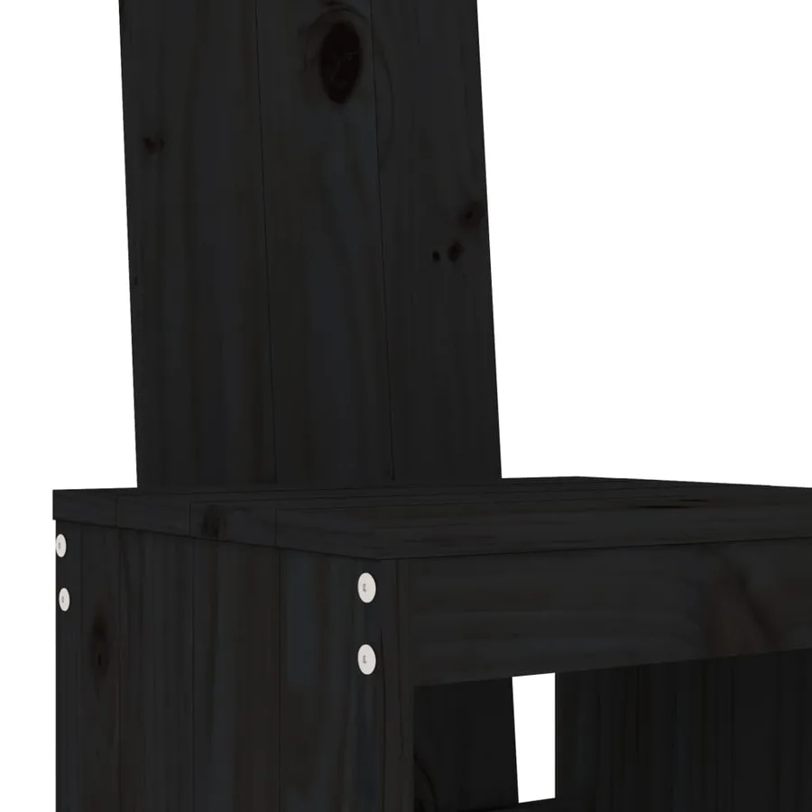 Ensemble de bar de jardin 3 pcs noir bois de pin massif - 5