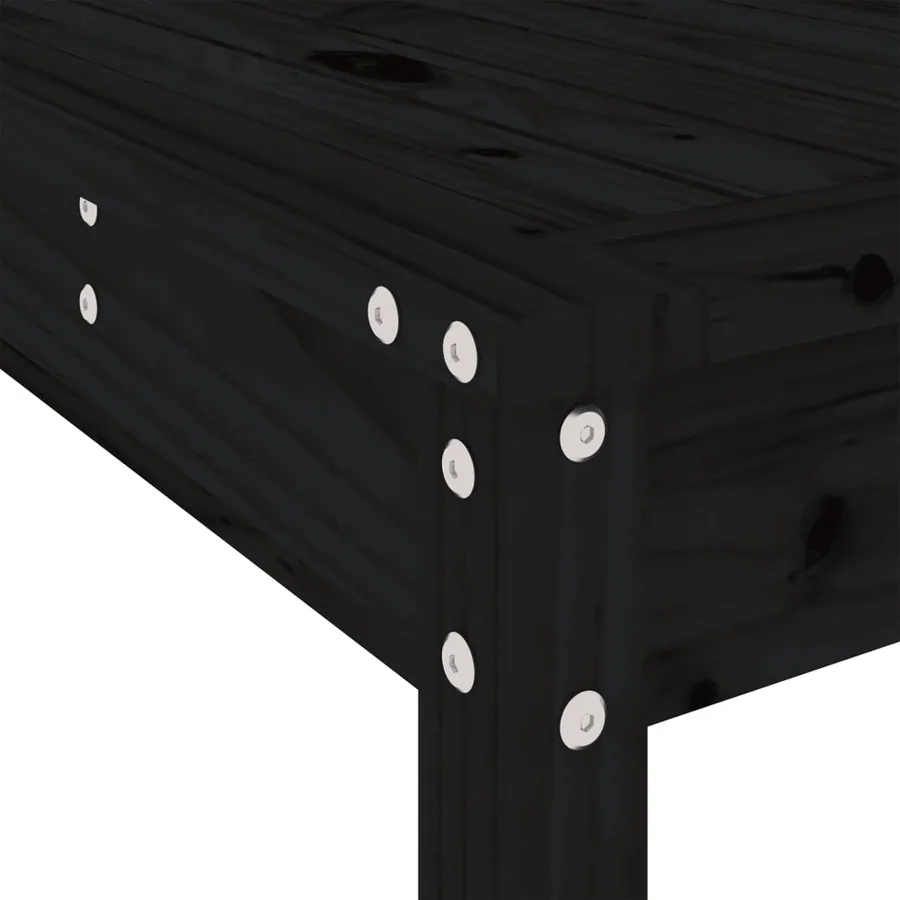 Ensemble de bar de jardin 3 pcs noir bois de pin massif - 7