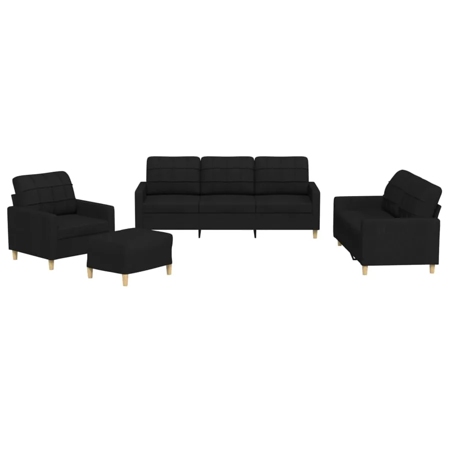 Ensemble de canapés 4 pcs avec coussins Noir Tissu - 2