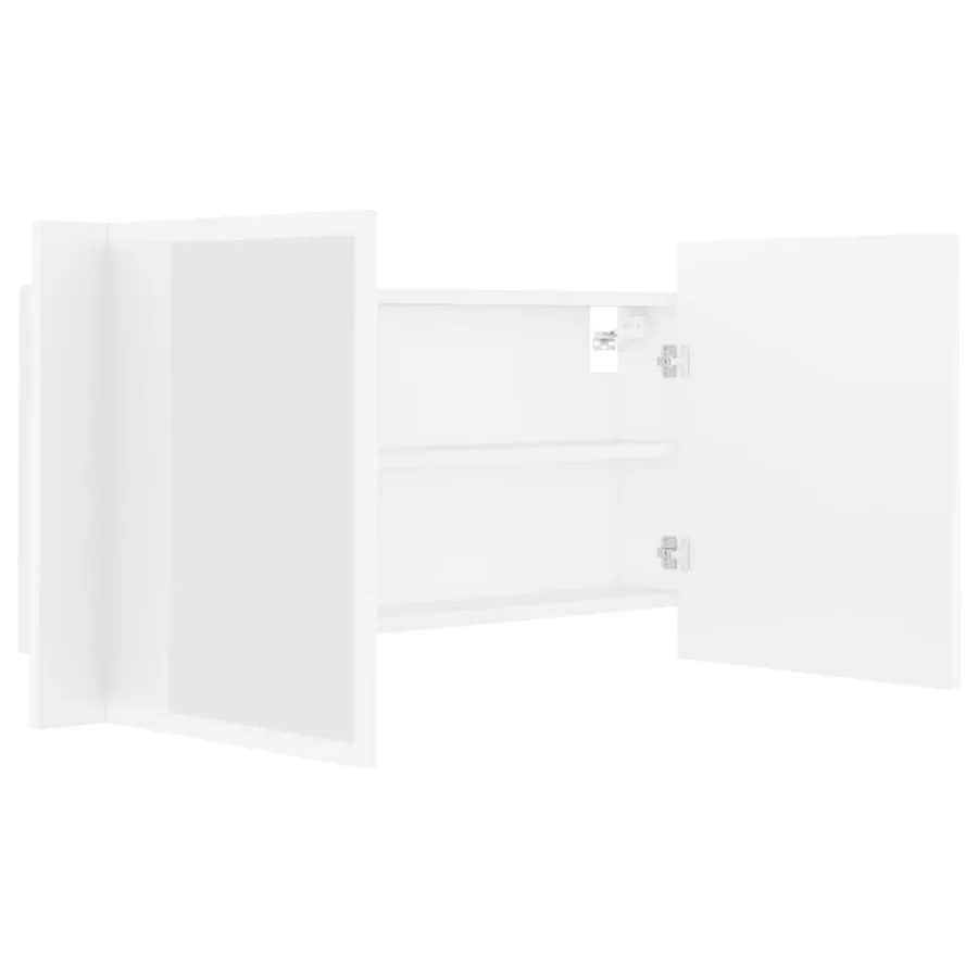 Armoire salle de bain à miroir LED Blanc 90x12x45 cm Acrylique - 11