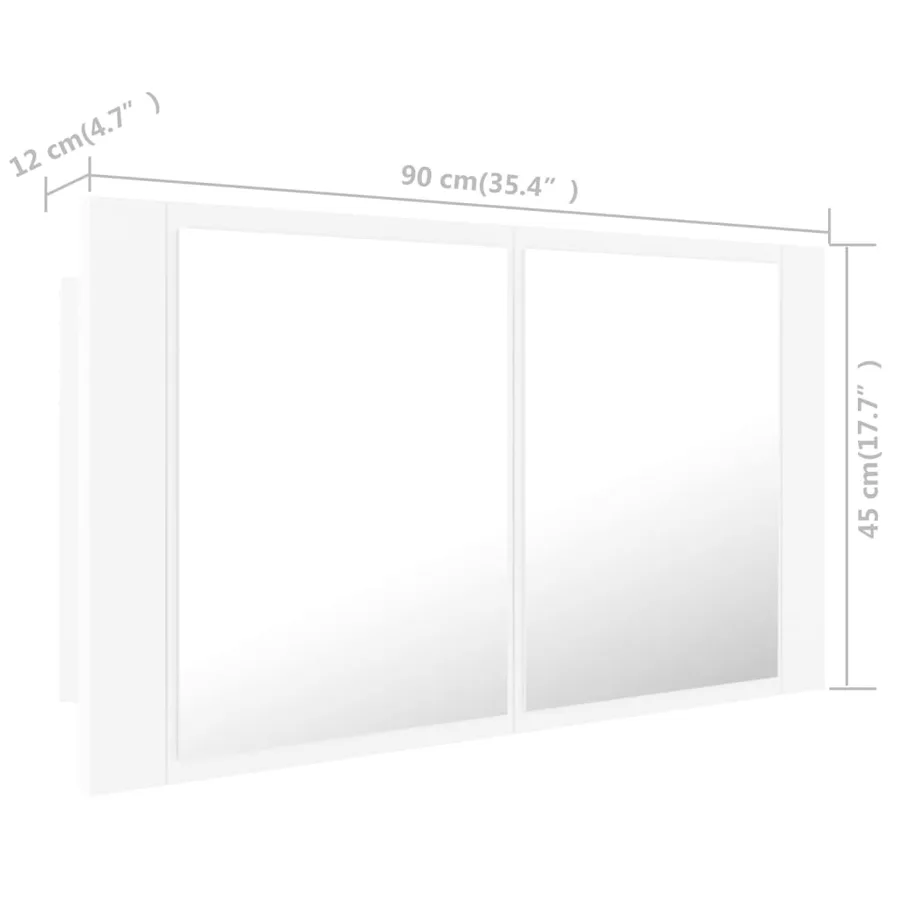 Armoire salle de bain à miroir LED Blanc 90x12x45 cm Acrylique - 17