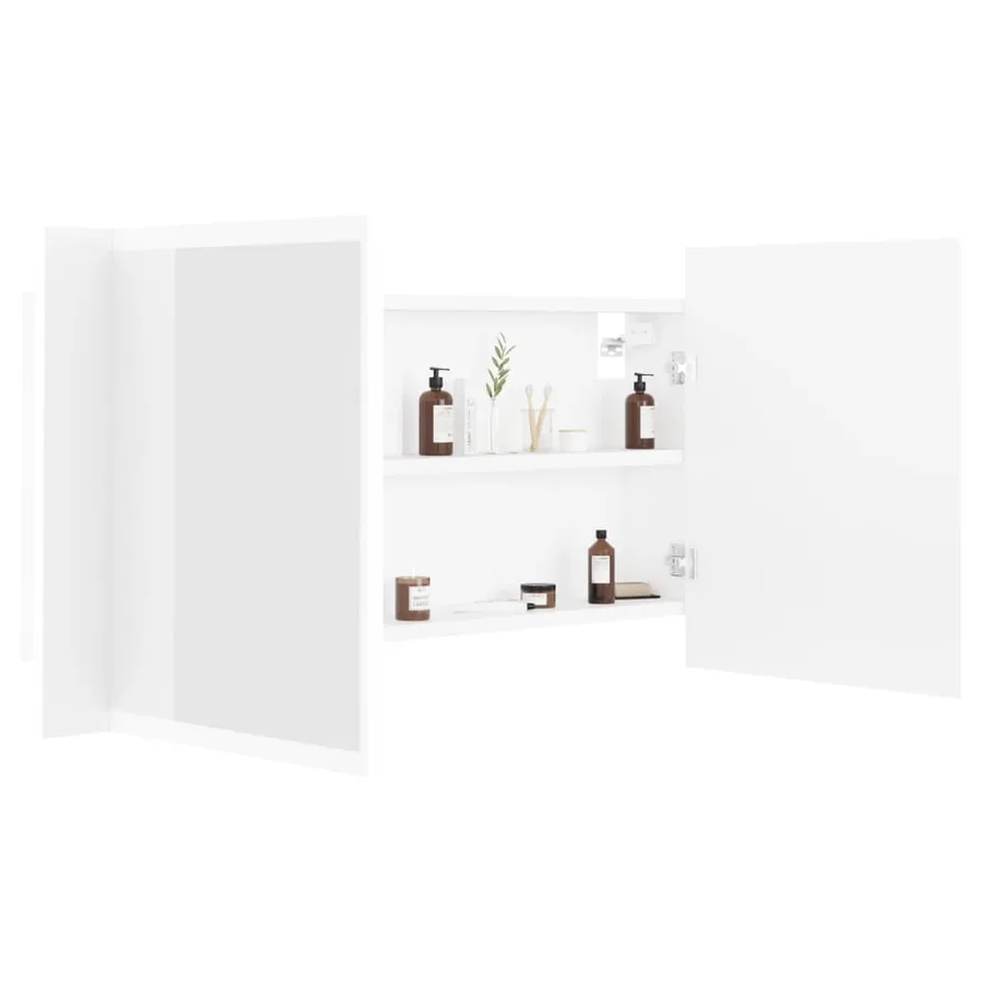 Armoire salle de bain à miroir LED Blanc 90x12x45 cm Acrylique - 7