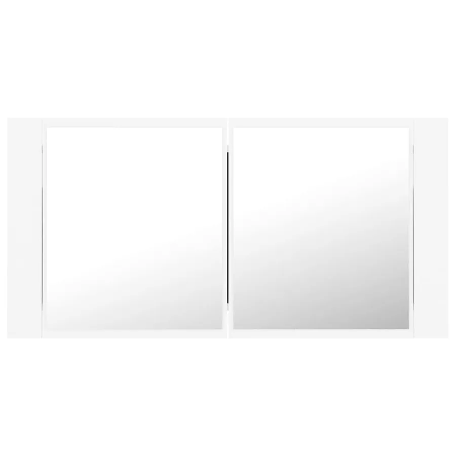 Armoire salle de bain à miroir LED Blanc 90x12x45 cm Acrylique - 9