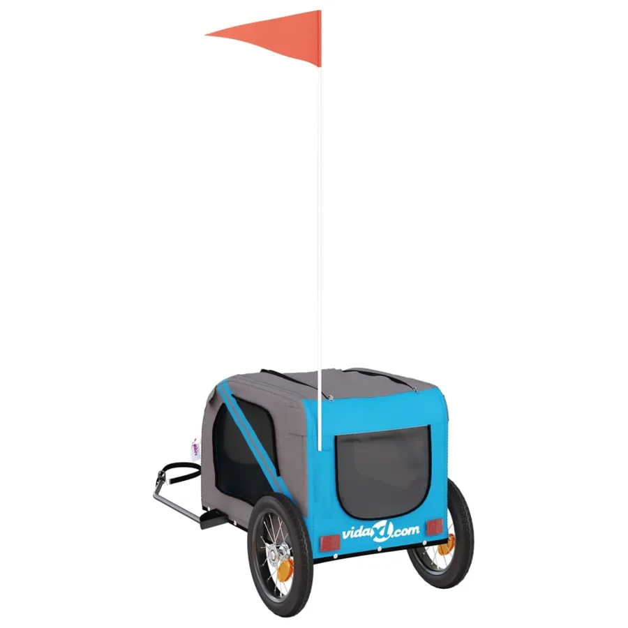 Remorque de vélo pour animaux de compagnie bleu et gris - 8