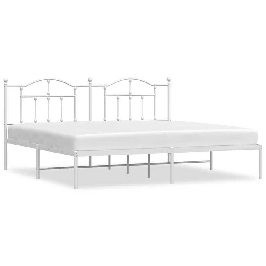 Cadre de lit métal sans matelas et tête de lit blanc 200x200 cm - 2