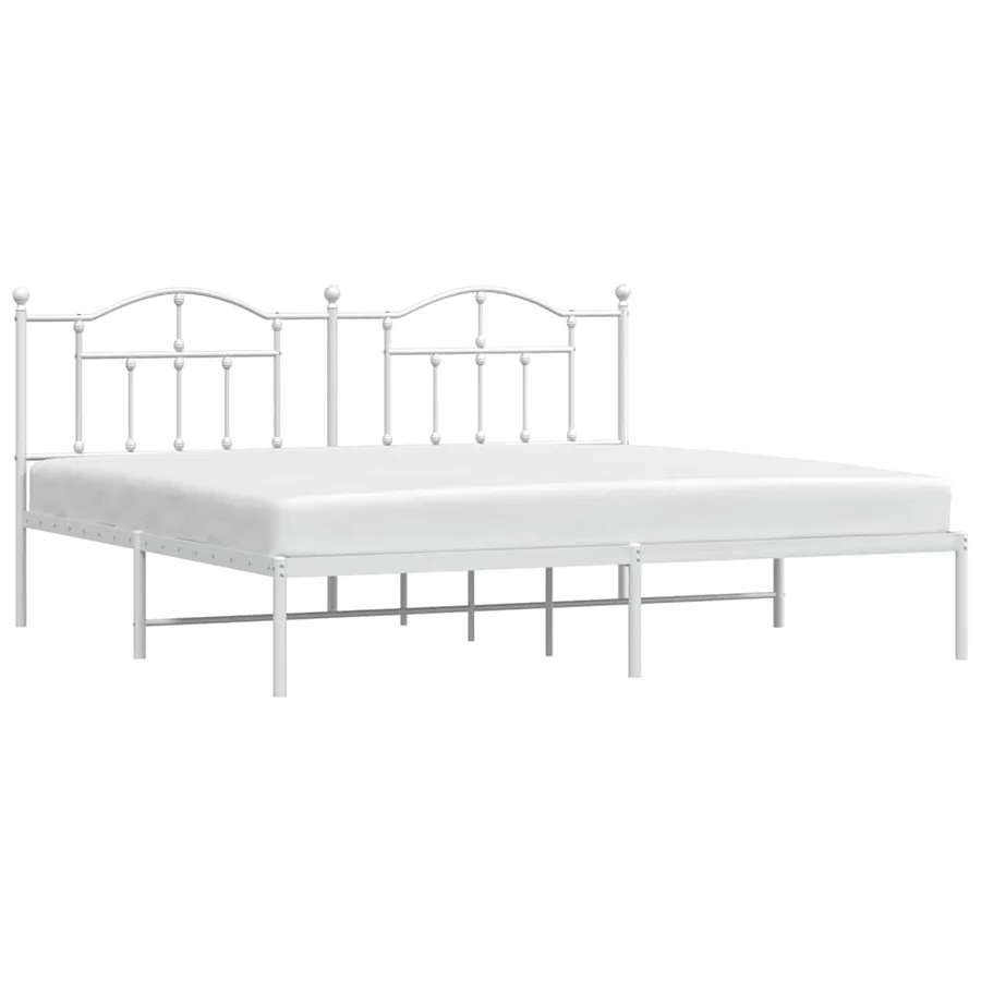 Cadre de lit métal sans matelas et tête de lit blanc 200x200 cm - 4