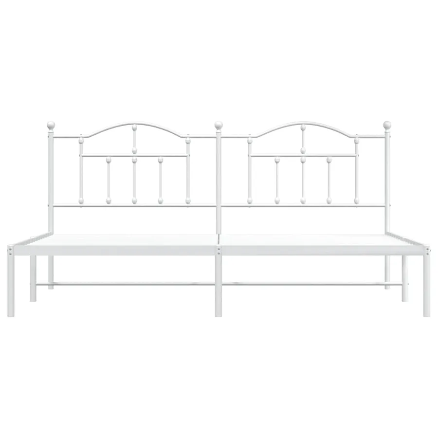 Cadre de lit métal sans matelas et tête de lit blanc 200x200 cm - 5