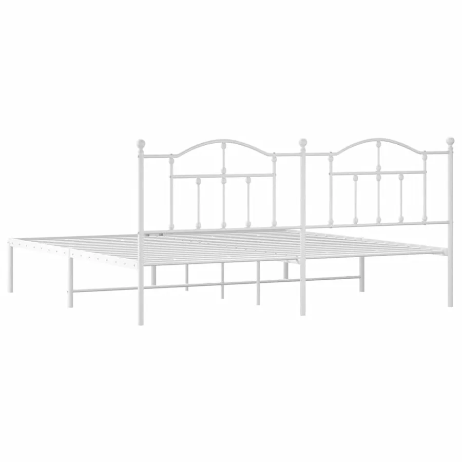 Cadre de lit métal sans matelas et tête de lit blanc 200x200 cm - 7