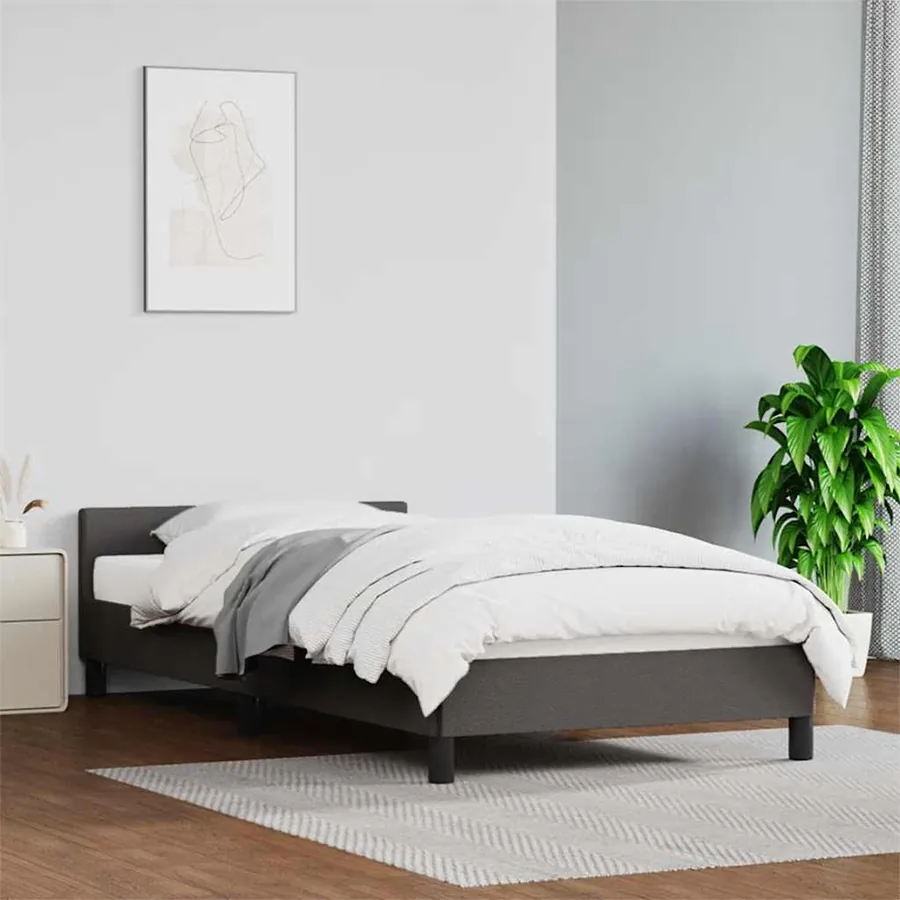 Cadre de lit avec tête de lit sans matelas gris 90x190 cm