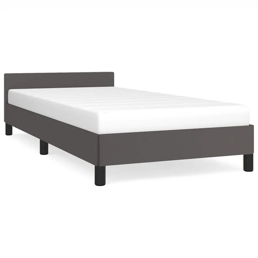 Cadre de lit avec tête de lit sans matelas gris 90x190 cm - 2