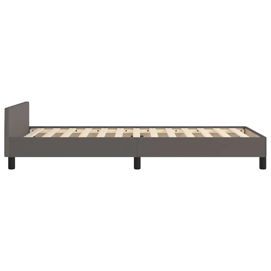 Cadre de lit avec tête de lit sans matelas gris 90x190 cm - 6