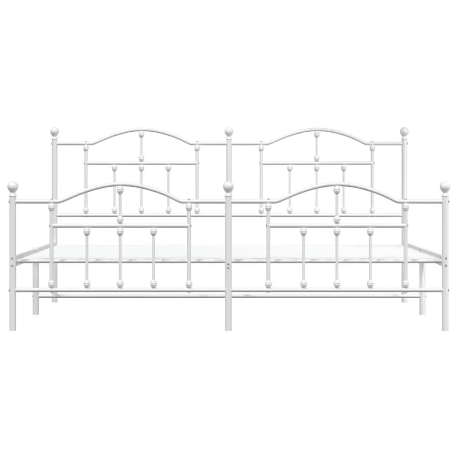 Cadre de lit métal sans matelas et pied de lit blanc 193x203 cm - 6