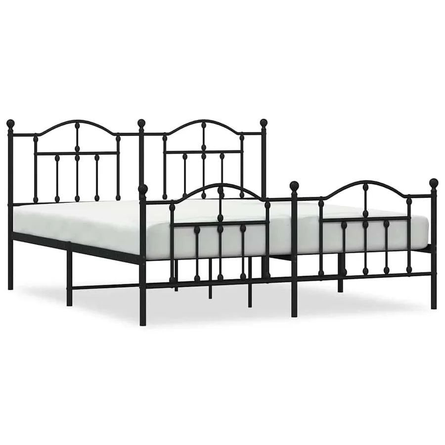 Cadre de lit métal sans matelas avec pied de lit noir 160x200cm - 2