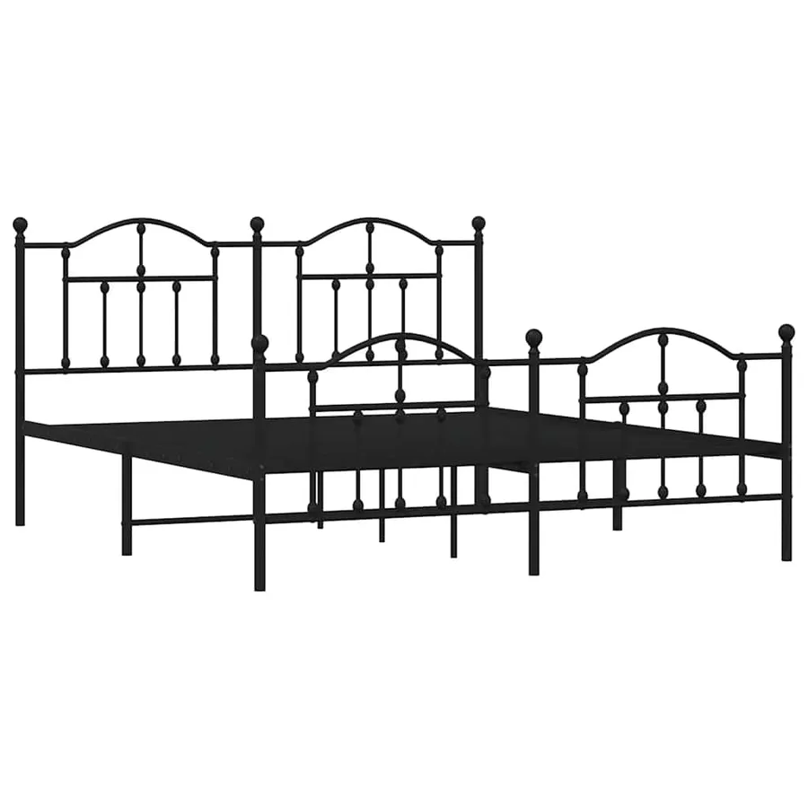 Cadre de lit métal sans matelas avec pied de lit noir 160x200cm - 3
