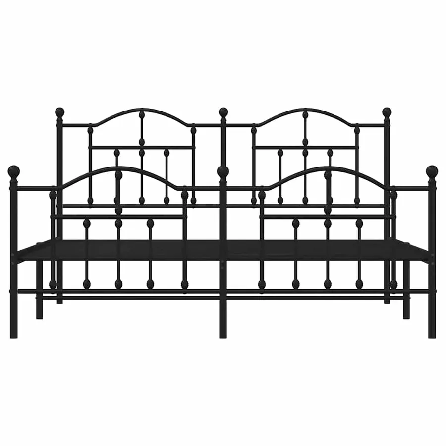 Cadre de lit métal sans matelas avec pied de lit noir 160x200cm - 5