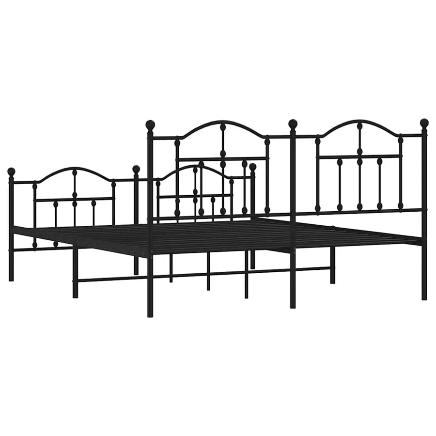 Cadre de lit métal sans matelas avec pied de lit noir 160x200cm - 7