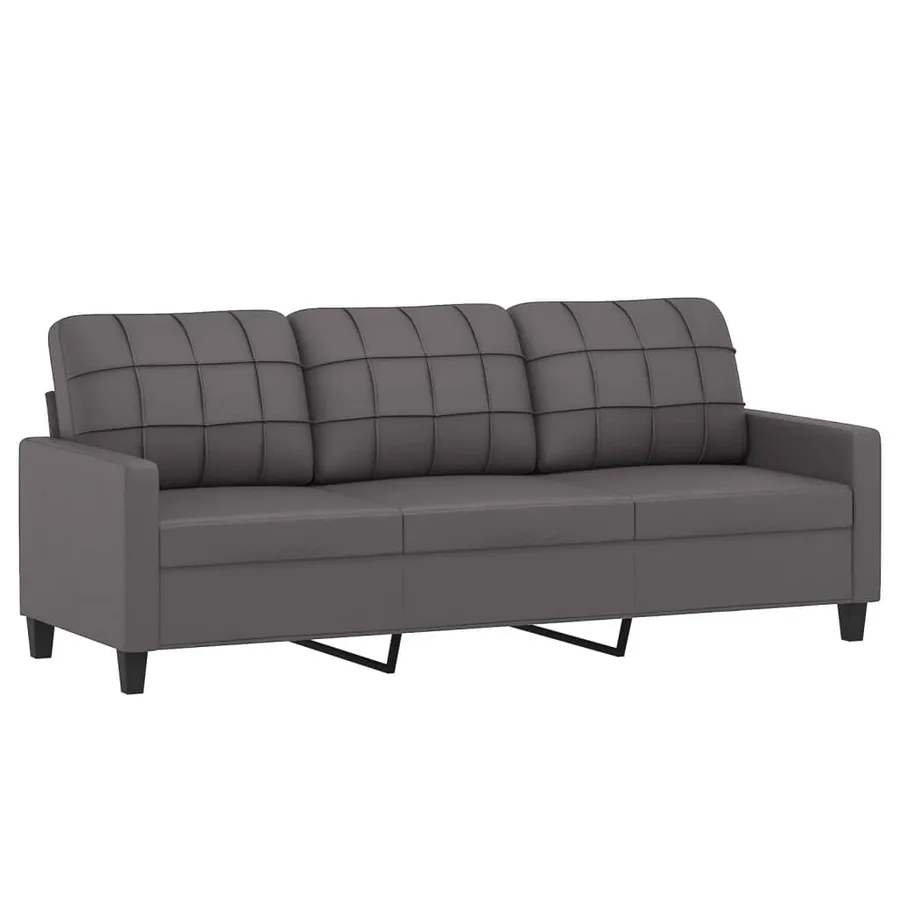 Ensemble de canapés 3 pcs avec coussins Gris Similicuir - 4