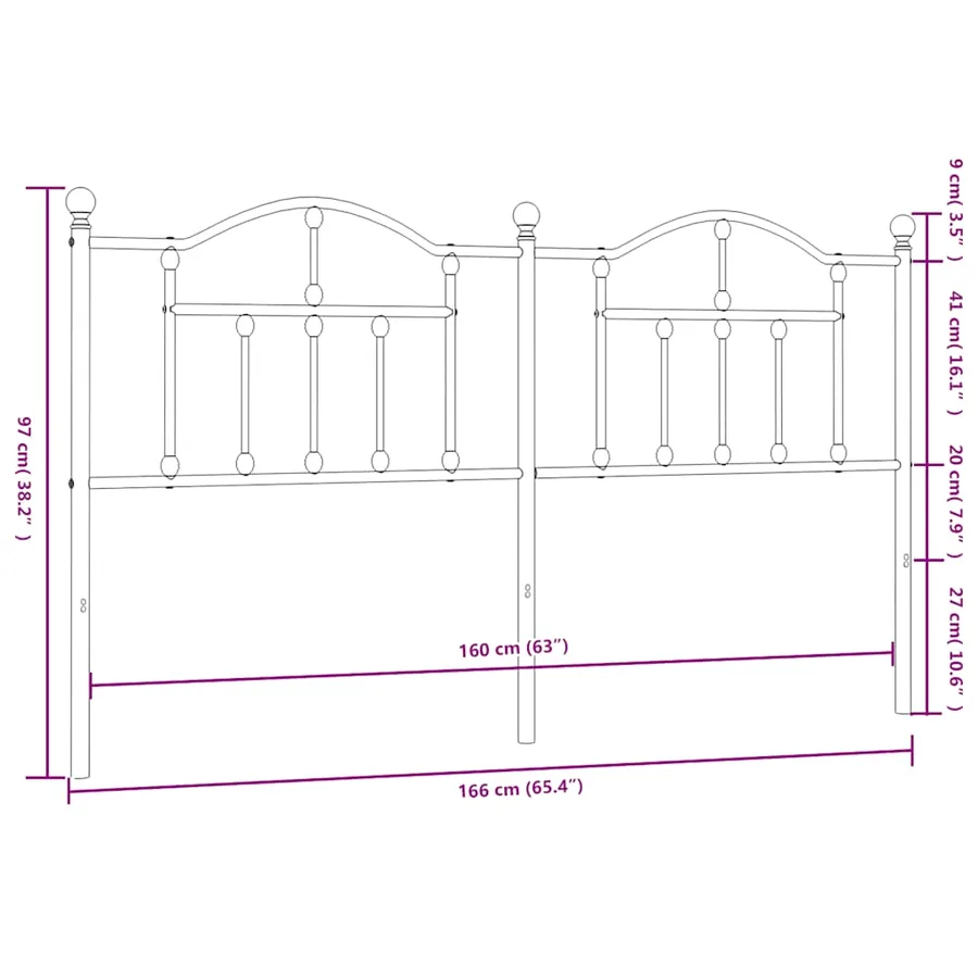Tête de lit de remplacement métal noir 160 cm - 6