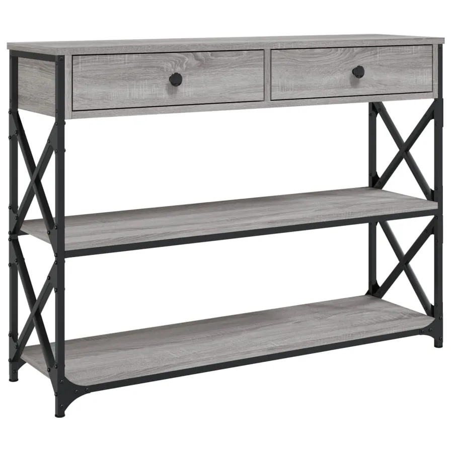 Table console sonoma gris 100x28x75 cm bois d'ingénierie - 2