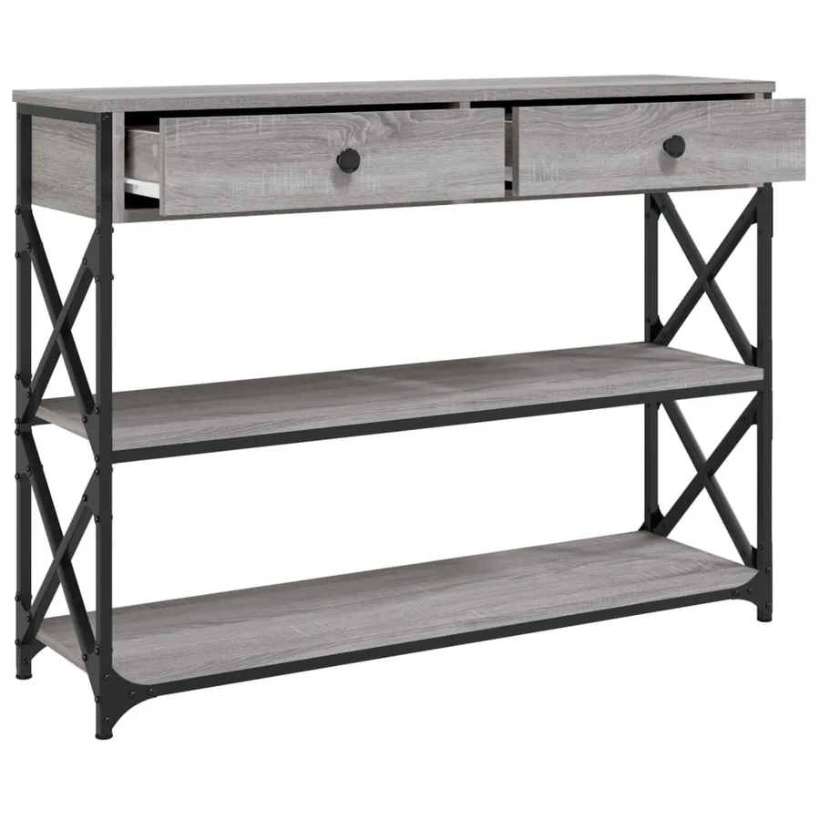 Table console sonoma gris 100x28x75 cm bois d'ingénierie - 5
