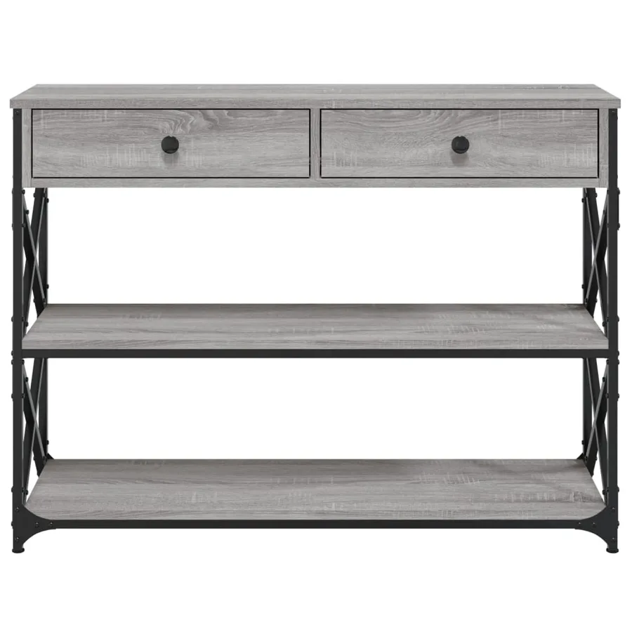 Table console sonoma gris 100x28x75 cm bois d'ingénierie - 6