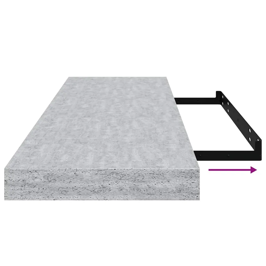 Étagères murales flottantes 2 pcs gris béton 80x23,5x3,8 cm MDF - 12