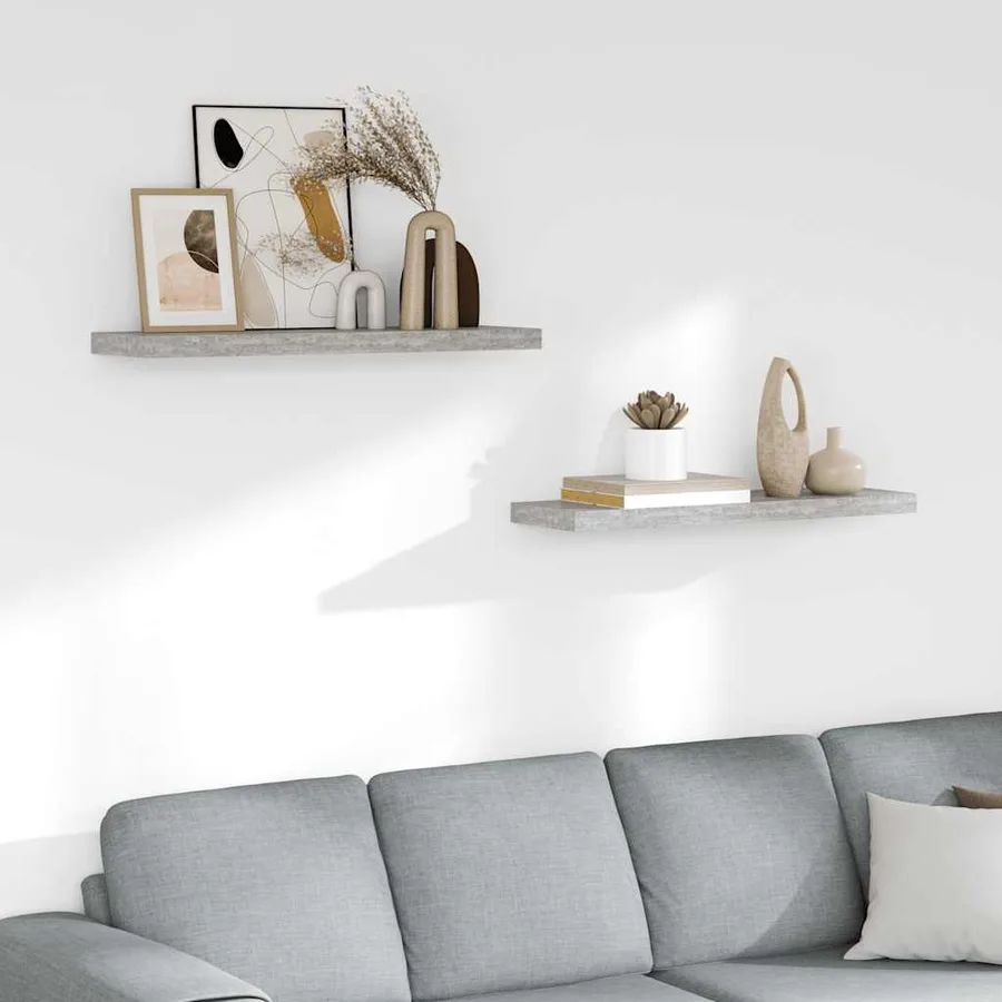 Étagères murales flottantes 2 pcs gris béton 80x23,5x3,8 cm MDF - 3
