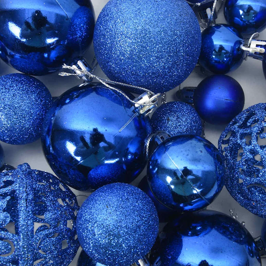 Ensemble de boules de Noël 111 pièces bleu polystyrène - 10