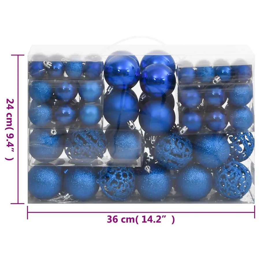 Ensemble de boules de Noël 111 pièces bleu polystyrène - 11