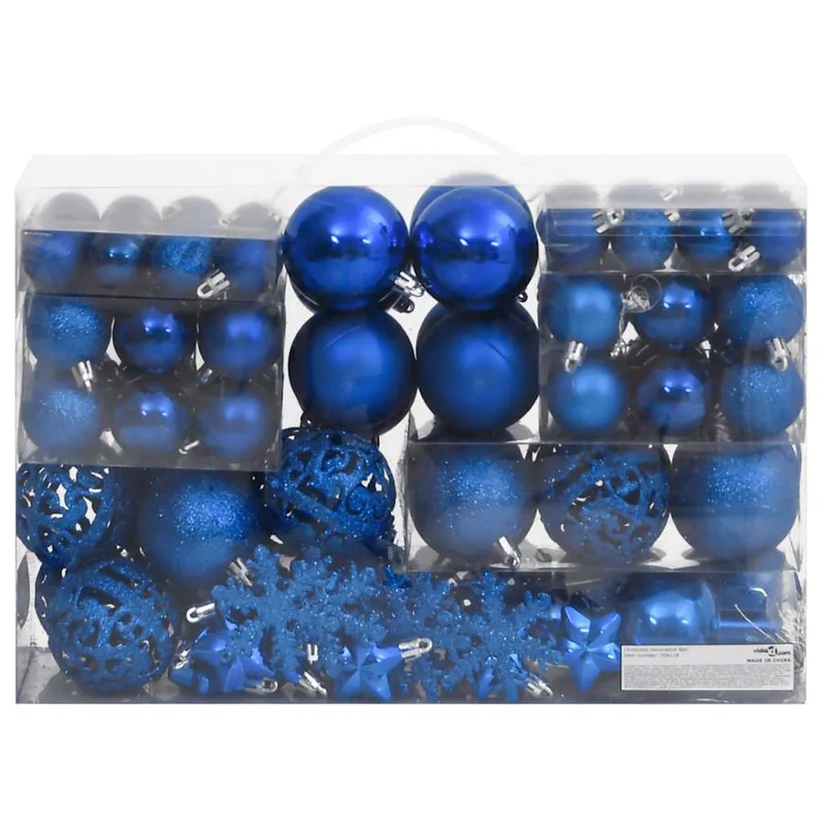 Ensemble de boules de Noël 111 pièces bleu polystyrène - 2