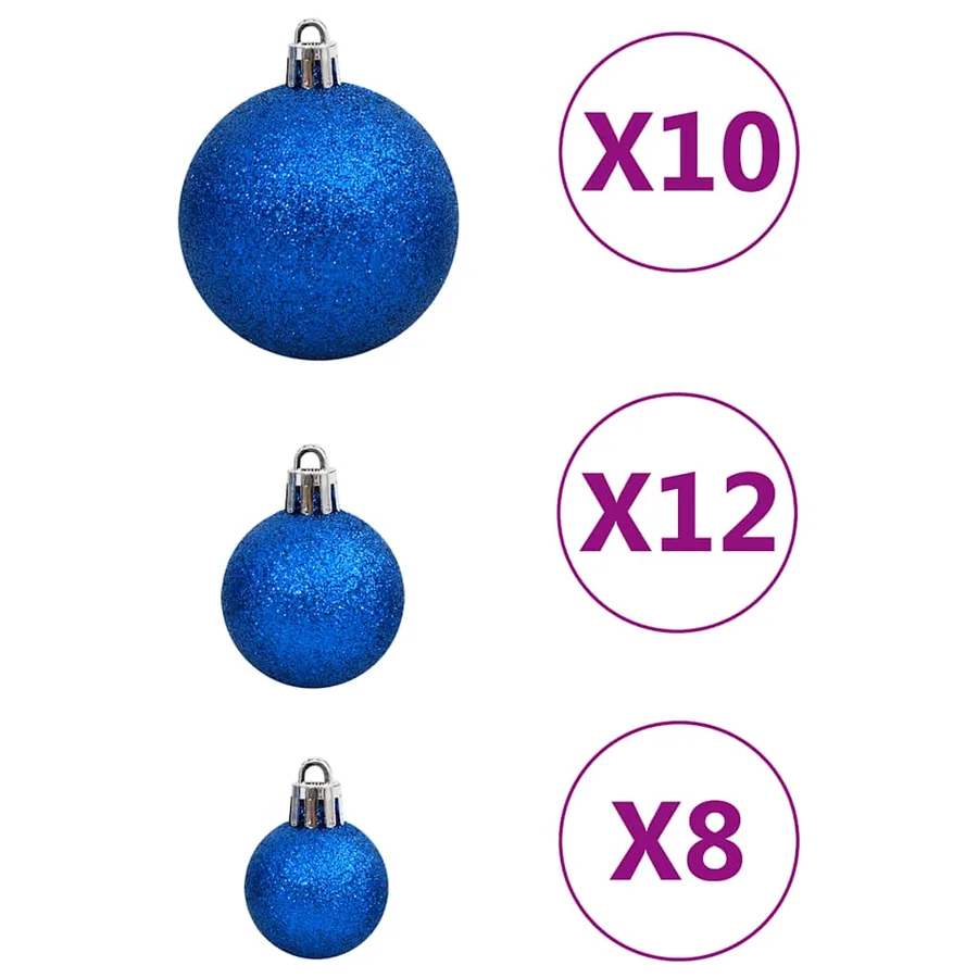 Ensemble de boules de Noël 111 pièces bleu polystyrène - 7