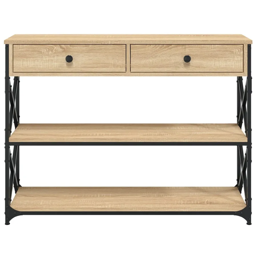 Table console chêne sonoma 100x28x75 cm bois d'ingénierie - 6