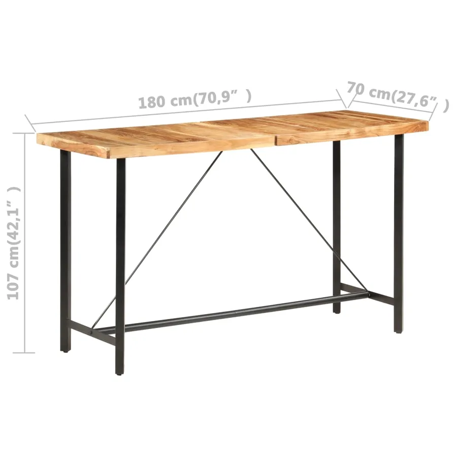 Ensemble de bar 9 pcs Bois d'acacia solide et cuir véritable - 14