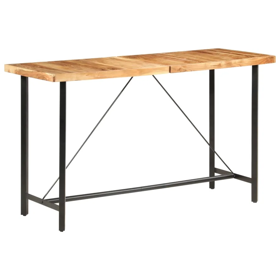 Ensemble de bar 9 pcs Bois d'acacia solide et cuir véritable - 2