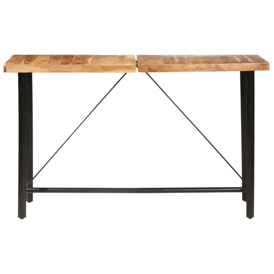 Ensemble de bar 9 pcs Bois d'acacia solide et cuir véritable - 3