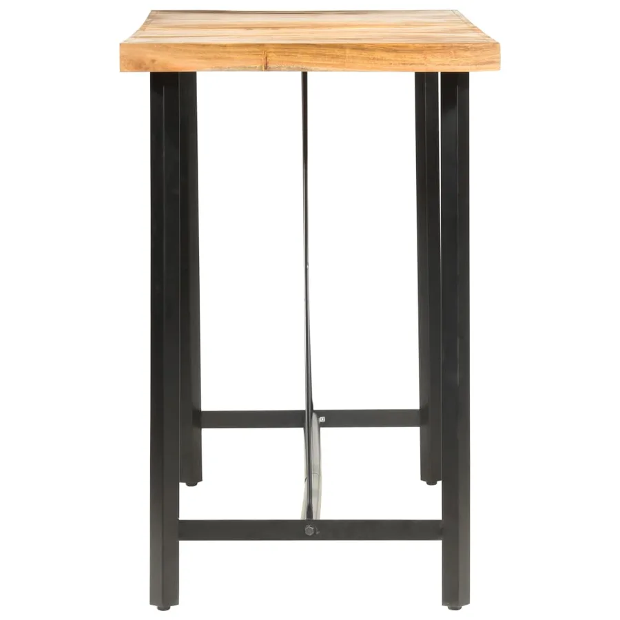 Ensemble de bar 9 pcs Bois d'acacia solide et cuir véritable - 4