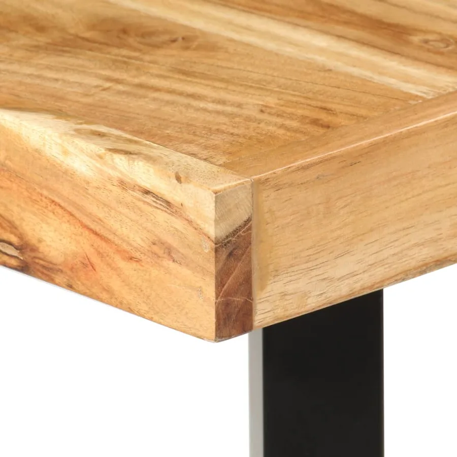 Ensemble de bar 9 pcs Bois d'acacia solide et cuir véritable - 7