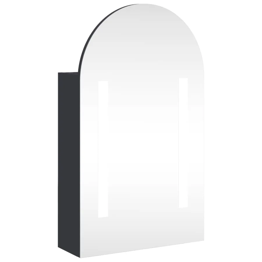 Armoire de bain à miroir avec LED arquée gris 42x13x70 cm - 2