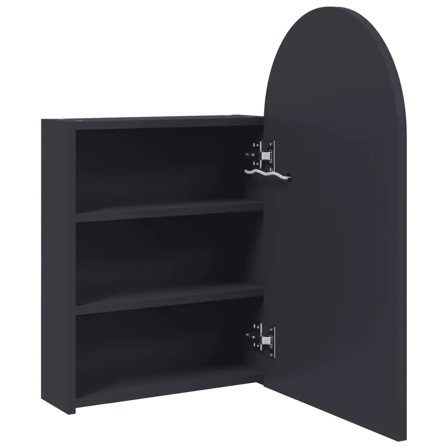 Armoire de bain à miroir avec LED arquée gris 42x13x70 cm - 5