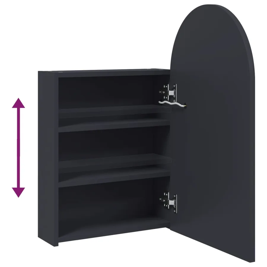 Armoire de bain à miroir avec LED arquée gris 42x13x70 cm - 9