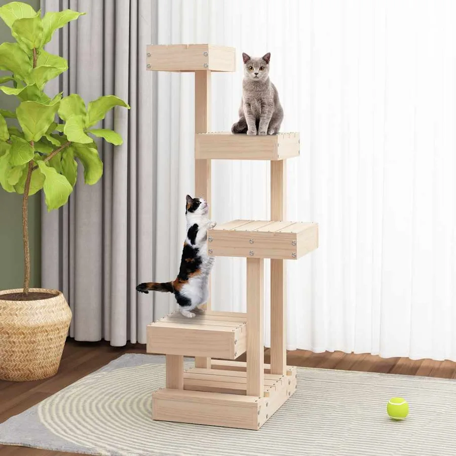 Arbre à chat 45,5x49x103 cm Bois de pin massif - 3