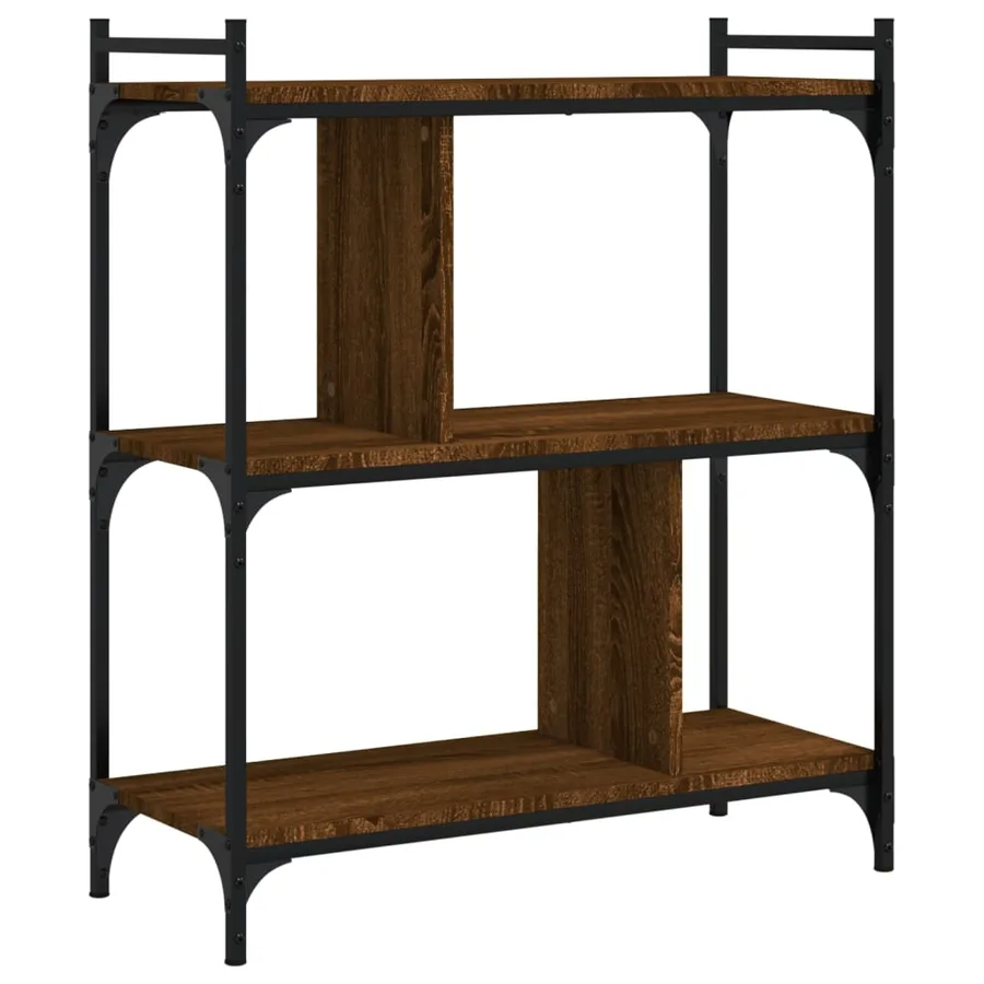 Bibliothèque 3 niveaux chêne brun 76x32x88 cm bois d'ingénierie - 4