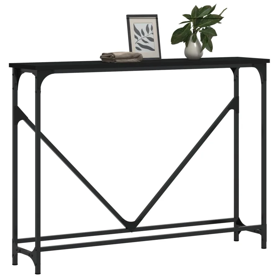 Table console noir 102x22,5x75 cm bois d'ingénierie - 3