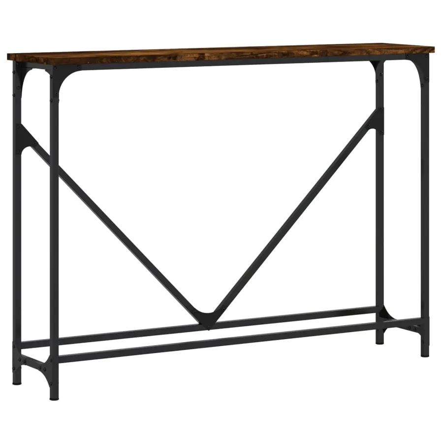 Table console chêne fumé 102x22,5x75 cm bois d'ingénierie - 2