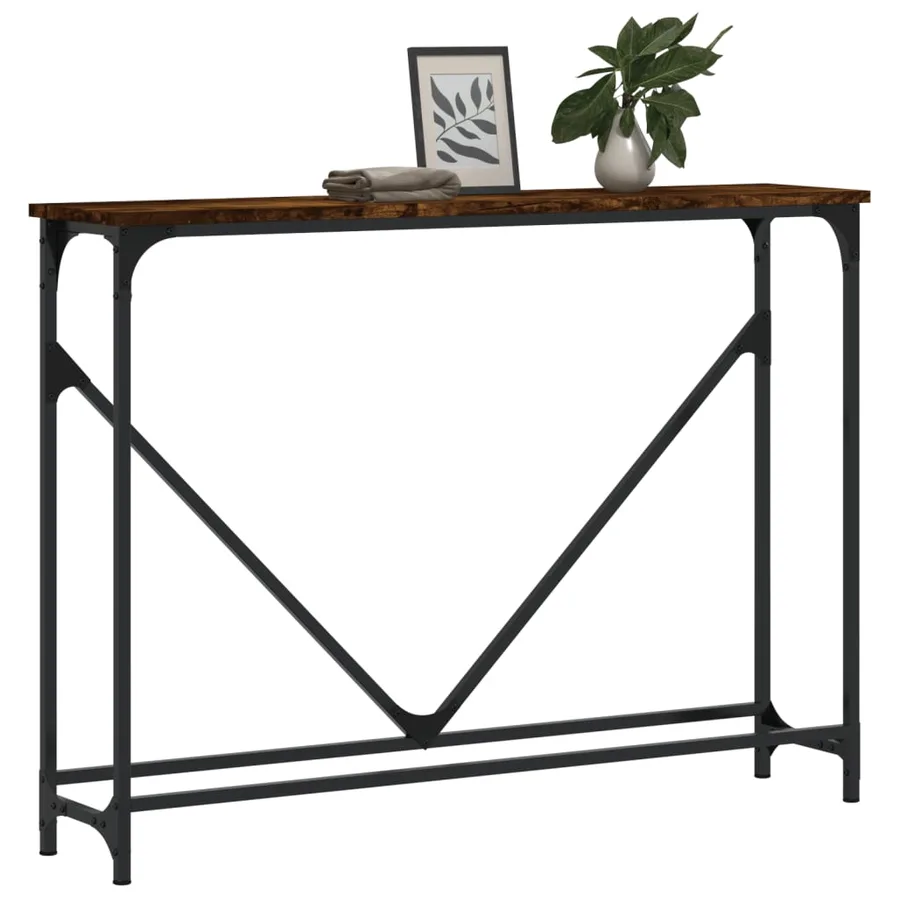 Table console chêne fumé 102x22,5x75 cm bois d'ingénierie - 3
