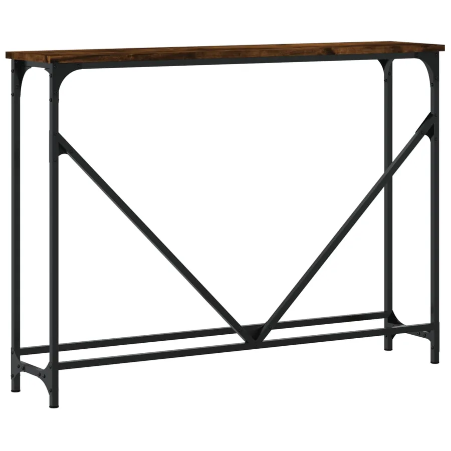 Table console chêne fumé 102x22,5x75 cm bois d'ingénierie - 6